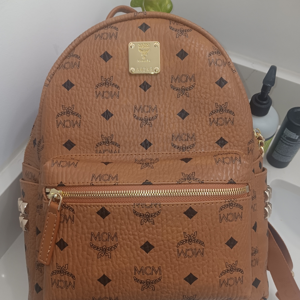 MCM Brown Logo Backpack
